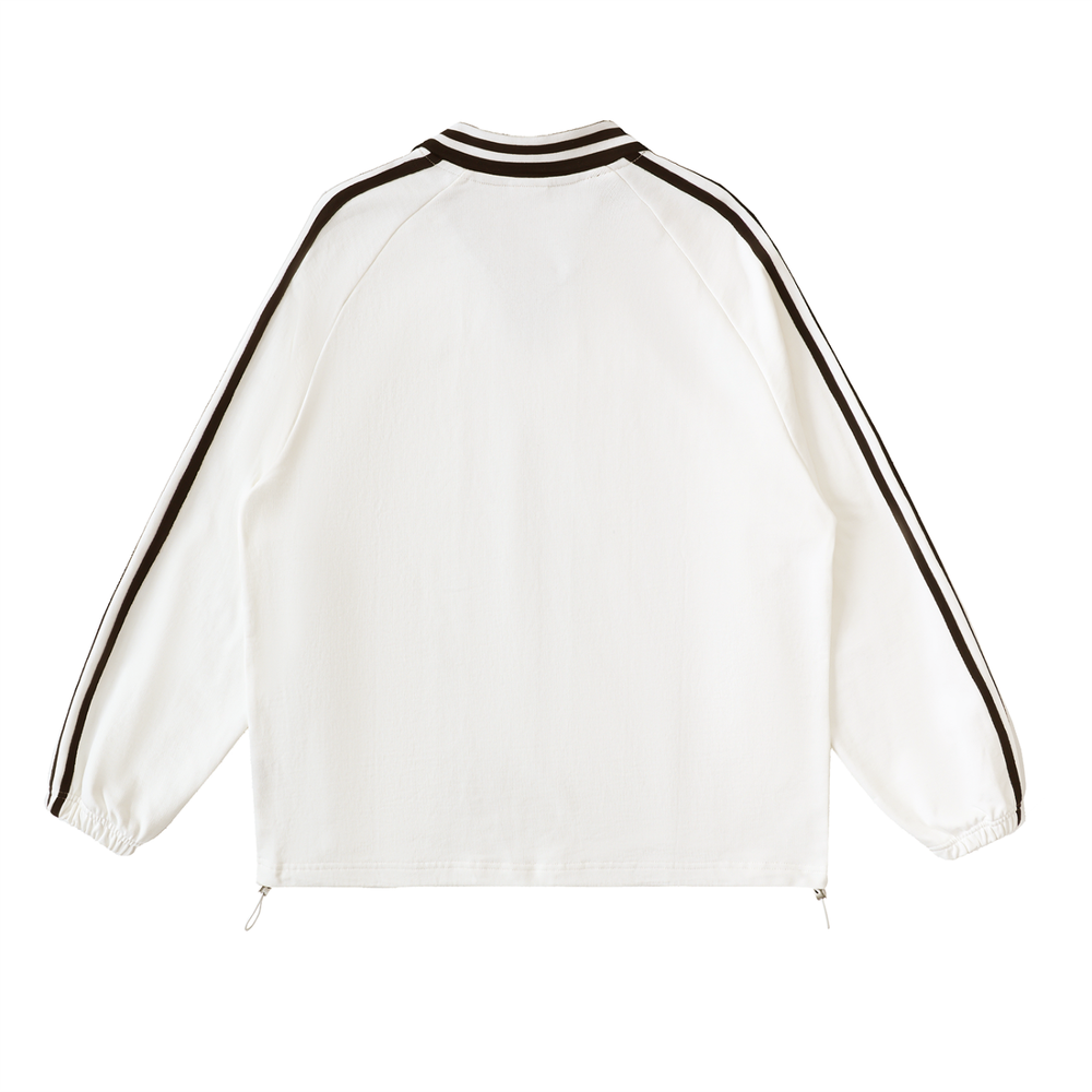 Contrast Striped Lapel Collar Sweatshirt