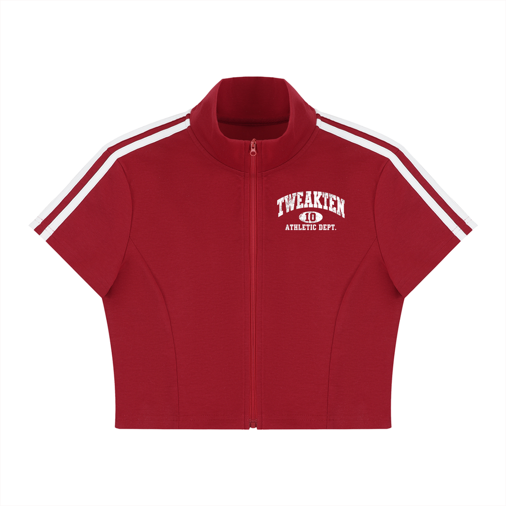 Women's Cropped Full Zip Short Sleeve T-Shirt
