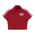 Women's Cropped Full Zip Short Sleeve T-Shirt