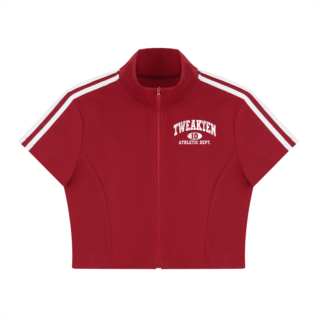 Women's Cropped Full Zip Short Sleeve T-Shirt