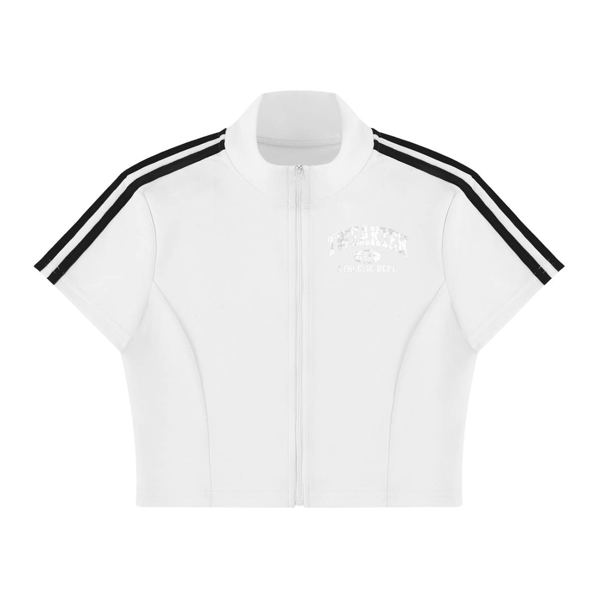 Women's Cropped Full Zip Short Sleeve T-Shirt