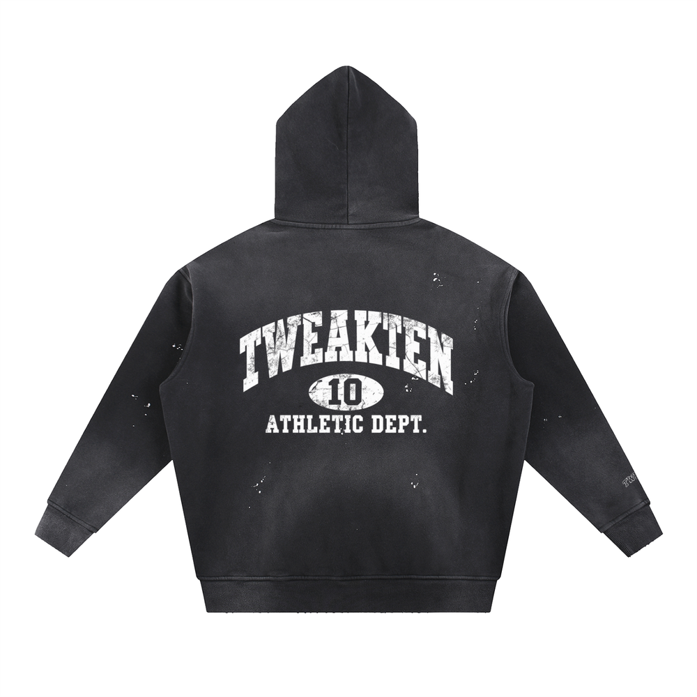 Vintage Washed Frayed Fleece Hoodie
