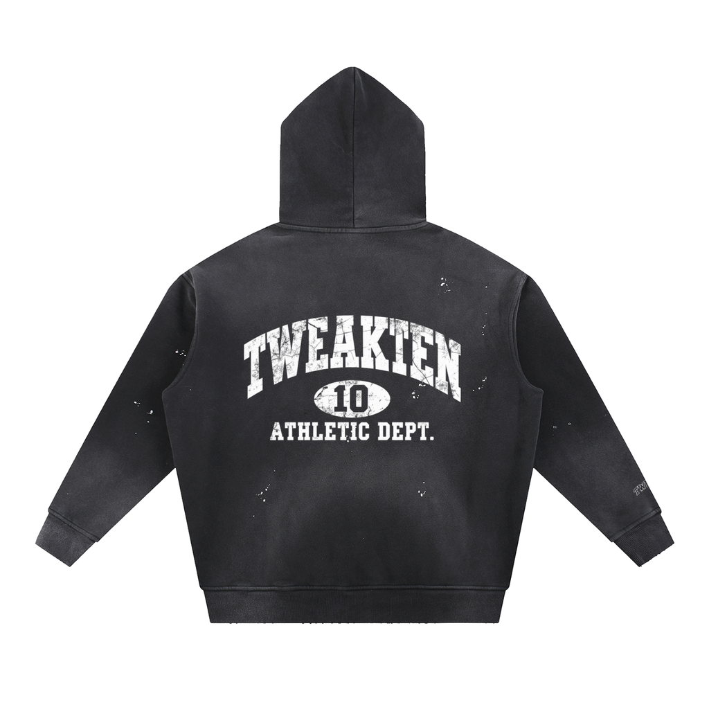 Vintage Washed Frayed Fleece Hoodie